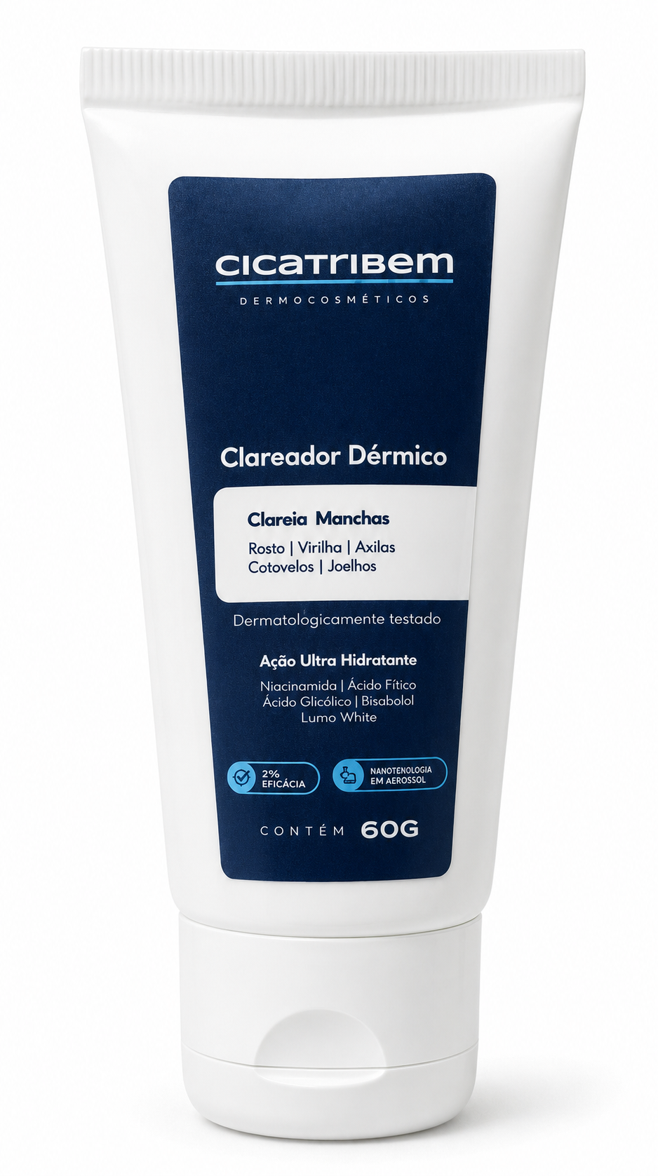 Creme clareador Cicatribem em bisnaga branca de 60 gramas