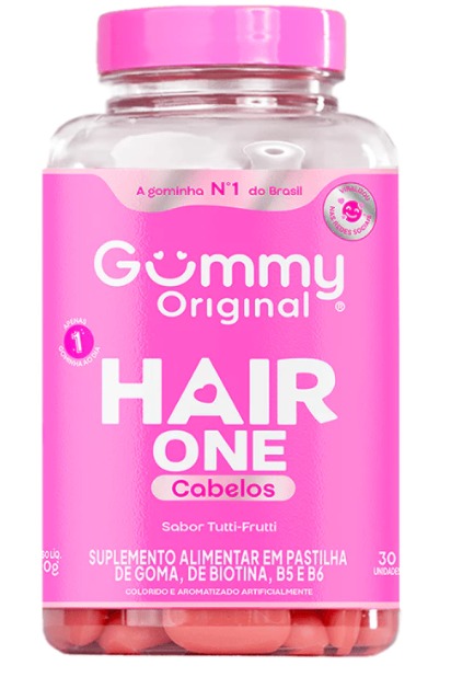 Frasco rosa Gummy Original Hair One com gomas para cabelo